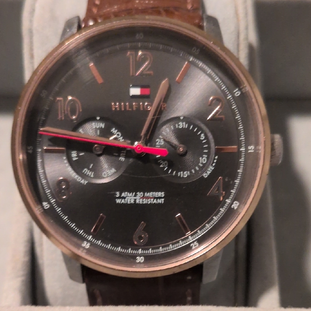 Tommy Hilfiger Black and Brown Chronograph Watch